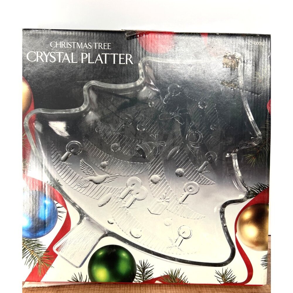 Christmas Tree Crystal Platter With Box